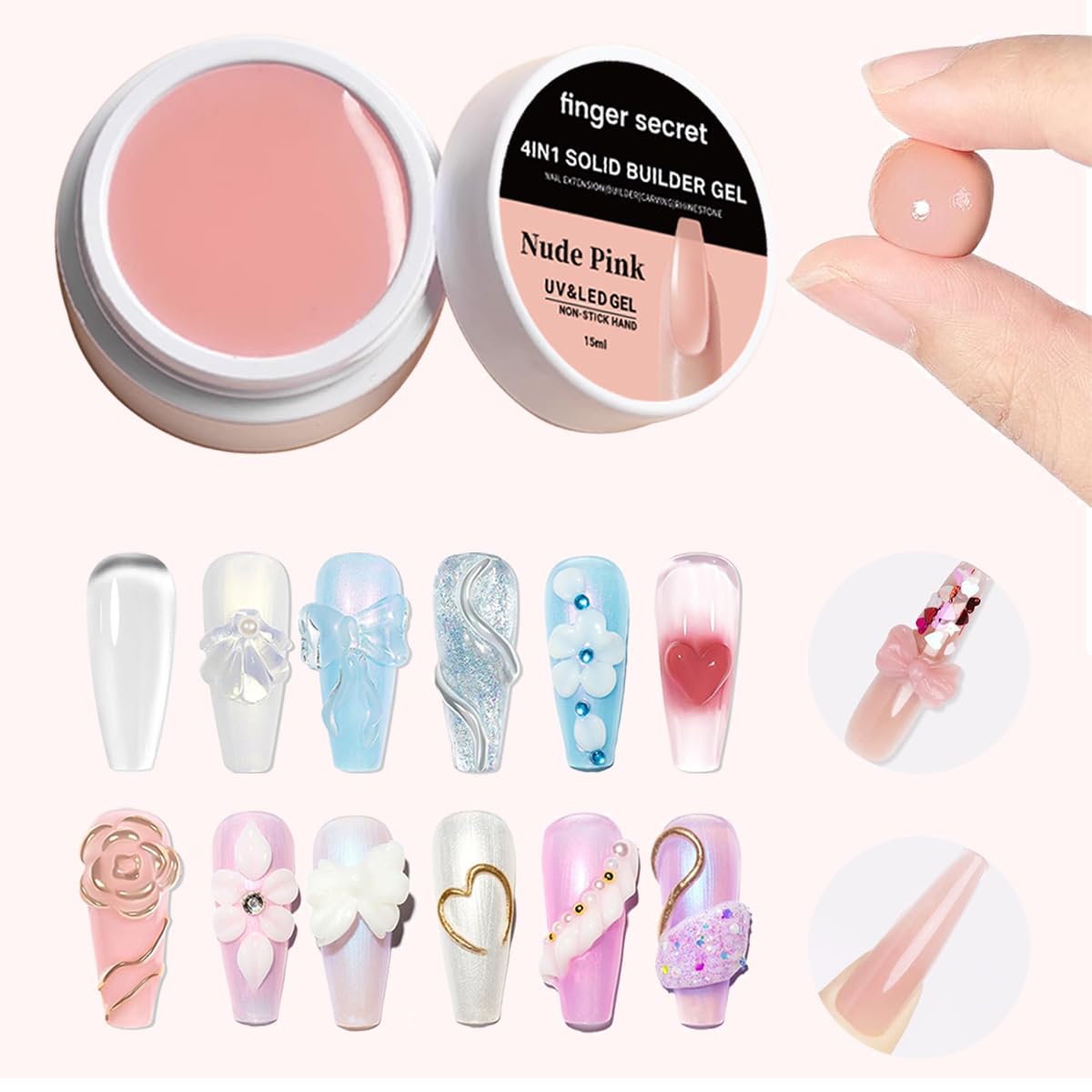 Solid Builder Gel for Nails Hard Gel 3D White Nude Pink Clear Colors for Nail Extension DIY Nail Kit 60ml