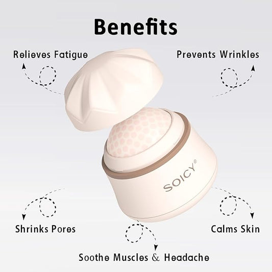 Leeshine Ice Roller Ball for Face and Eyes - Facial Skin Care Tools with a Large Roller and Carry Case Self Care Gift.Men Women (S50-Pink)