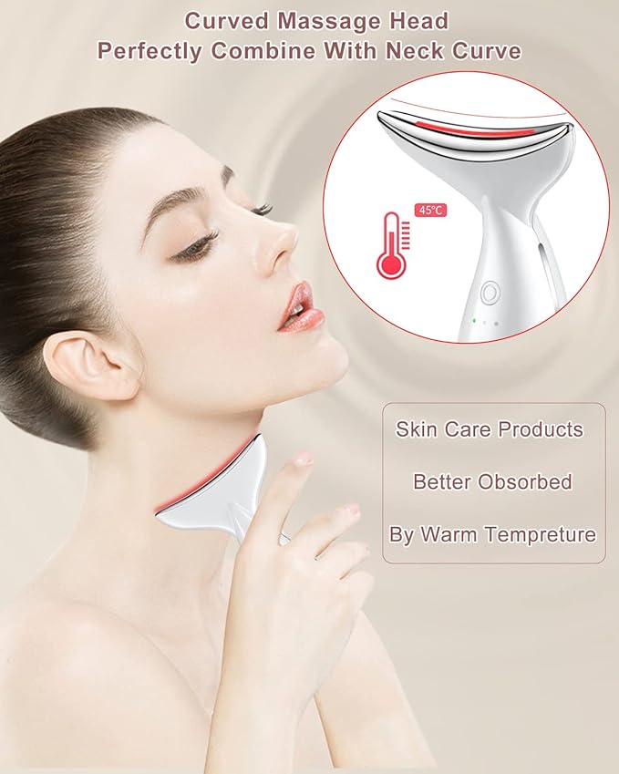 Face and Neck Massger for Skin Care Electric Face Neck Lifting Massager with 45℃ Heat & 3 Massage Modes for Wrinkles Facial Neck Massager (WHITE)