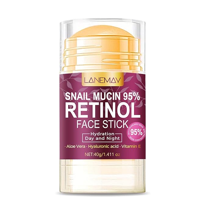 Retinol Face Stick, Snail Mucin Face Moisturizer with Retinol Day & Night Lifting & Firming Anti Wrinkle Facial Moisturizer Balm Stick Nourishing Anti Aging Repair Cream for All Skin Types