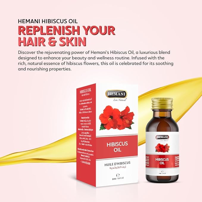 Hemani Hibiscus Oil 30ml 100% Pure- Natural, Cold Pressed, Halal Essential Oil for Skincare, Haircare & Relaxation