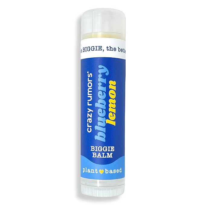 Crazy Rumors Biggie Blueberry Lemon Flavored All Natural, Plant Based Lip Balm to Moisturize and Nourish your Lips - Blueberry Lemon tube 0.6 oz (4x Larger than standard 0.15 oz lip balm)
