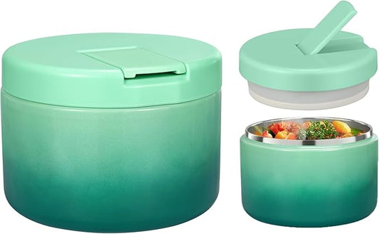12oz Kids Soup Thermo for Hot Food Insulated Vacuum Food Jar with Buckle Lid, Stainless Steel Wide Mouth Leak Proof Lunch Container for School Travel