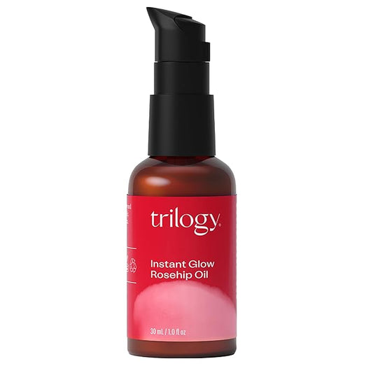 Trilogy Instant Glow Rosehip Oil (30ml) - With Mica and Squalane - Supports Collagen Production, Hydrates and Repairs Improving Skin Texture, Provides Instant Illumination