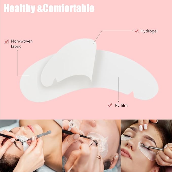 V-Shape Under Eye Pads, Eyelash Extension Natural Hydrogel Patch Lash Gel Pad for Extensions supplies, Professionals Beauty Makeup Mask Kit (Silver)