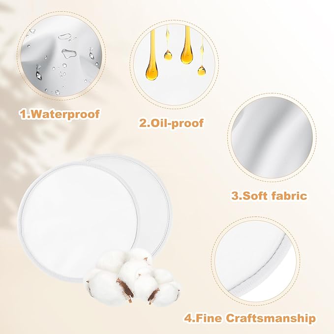 Castor Oil Pack for Breast, 4 PCS Reusable Organic Castor Oil Pack Wrap,Soft Breast Pads for Relaxing Sleeping (Oil Not Included) - White