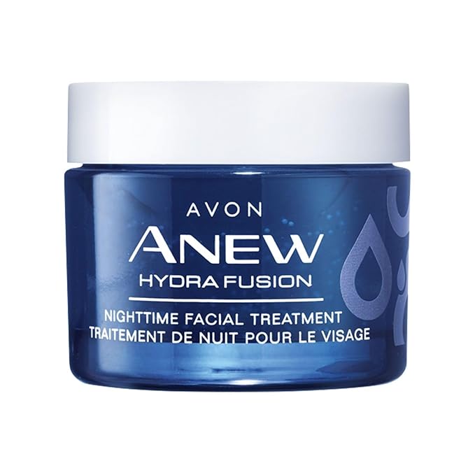 AVON Anew Hydra Fusion Nighttime Facial Treatment 1.7 oz – Hydrating Night Cream with Hyaluronic Acid, Raspberry Antioxidant & Shea Butter Beads – Deep Moisture & Environmental Defense – Rose Scent