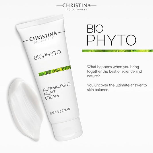 '-CHRISTINA- Bio Phyto Normalizing Night Cream with Hyaluronic Acid & Vitamin E | Stress Reducing& Barrier Strengthening Night Cream for Face for Oily & Combination Skin 75ml