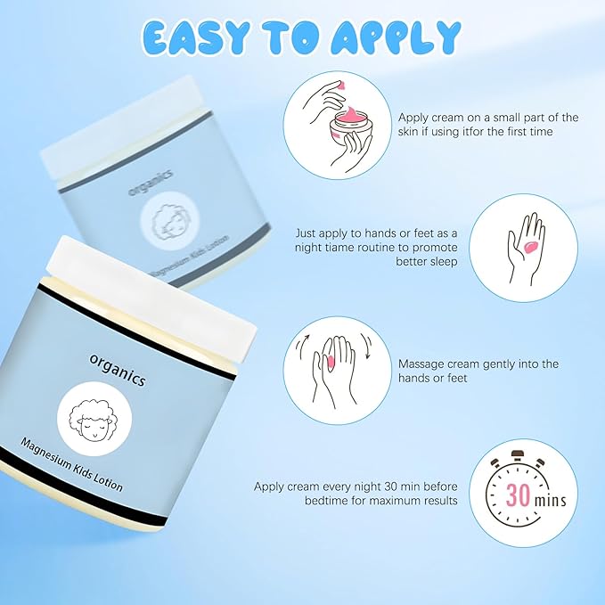 Magnesium Lotion for Kids, Junior's Bedtime Lotion, Magnesium Lotions For Sleep,Topical Magnesium Cream & Body Lotion Helps Stay Calm at Bedtime and During The Night(1pc)