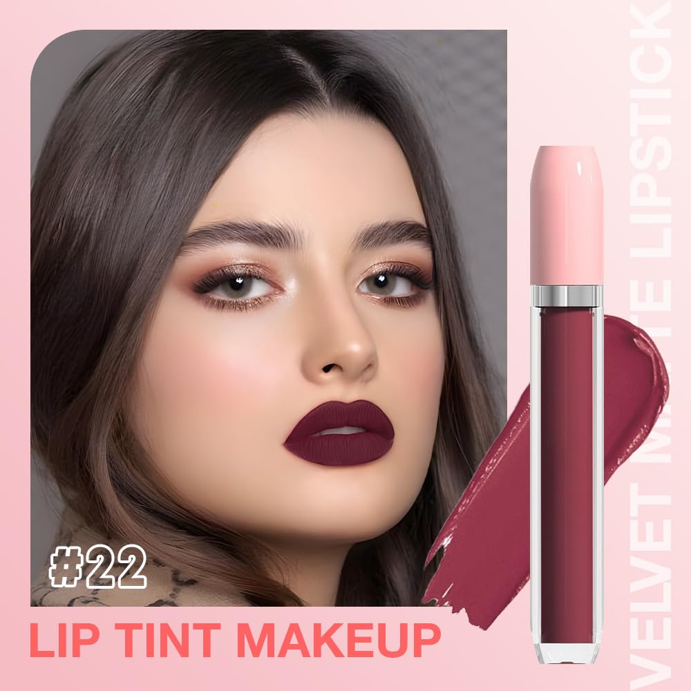 BINGBRUSH Super Matte Longwear No-Budge Stay On Smudge Proof Liquid Lipstick Long Lasting Makeup for Women,Highly Pigmented Color and Instant Shine, Cheeky