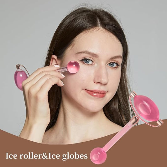 YAYU Ice Globes for Facials,Tighten Skin, Reduce Puffiness and Headaches, Enhance Circulation and Complexion (pink)