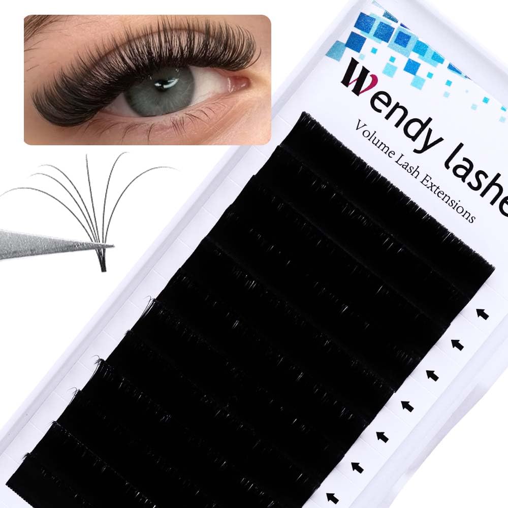 Easy Fan Volume for Lash Artists: Wendy, Handmade Fans for Eyelash Extensions, Self Fanning, Blooming, B-KH, Black, D-0.05-14