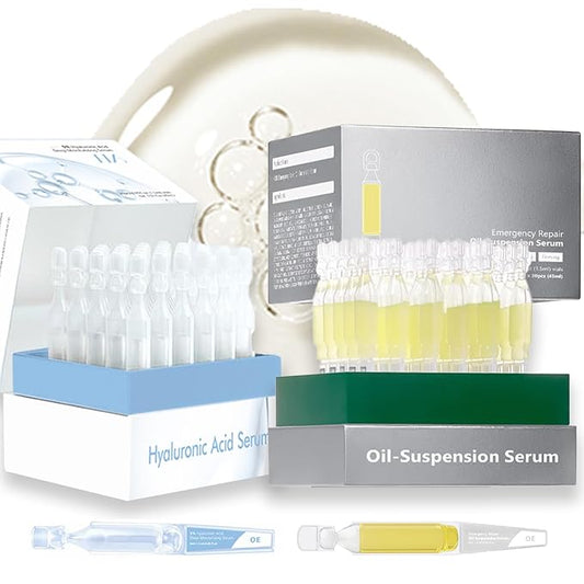 Ultra-Hydrating Serum 5% 30PCS + Em ergency Repair and Firming Oil-Suspension Serum 30PCS - Single-Use Vials Hyaluronic Acid Tubes - 4D Hyaluronic Acid Skincare for Women Anti Aging