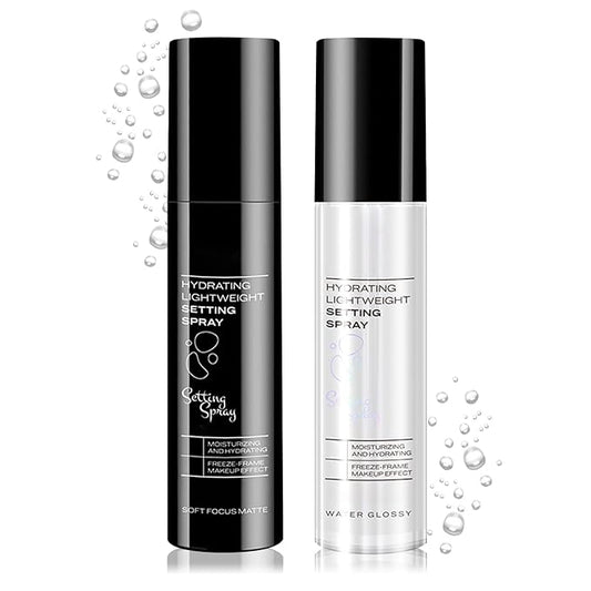 2PCS Hydrating Setting Spray,Long Lasting Makeup Setting Spray Set,Glowing and Matte Finishing Facial Mist,Lightweight Oil Control Face Mist for Make Up, 3.5 Fl Oz