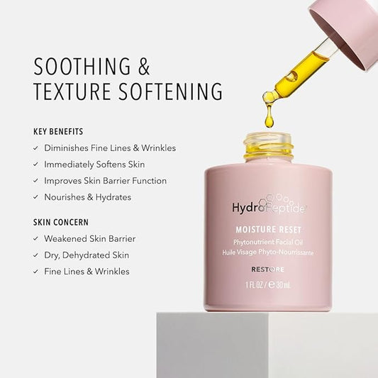 HydroPeptide Moisture Reset, Phytonutrient Facial Oil, Hydrate and Enrich Skin, Improves Skin Barrier Function, 1 Ounce