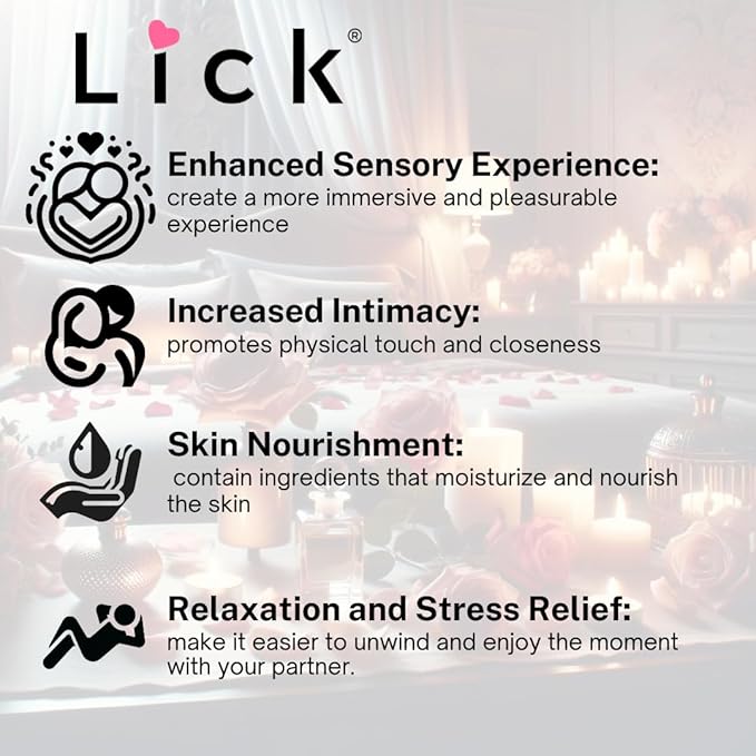 Lick Strawberries and Cream Flavored Massage Oil – Romantic, Body Safe, Non-Greasy Formula, Date Night 4 oz