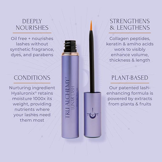 Tru Alchemy Lunar Lash + Eye Elixir | Lash Serum w/Keratin, Collagen, & Hyaluronic Acid + Cooling Dark Circle Treatment with Hyaluronix, Caffeine, & Vitamin C