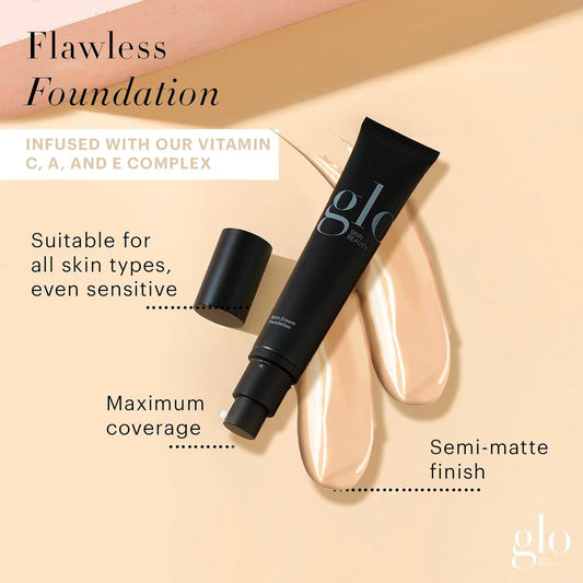 Glo Skin Beauty Satin Cream Foundation in Golden Fair - Liquid Mineral Makeup - 15 Shades, Full Coverage, Semi Matte Finish