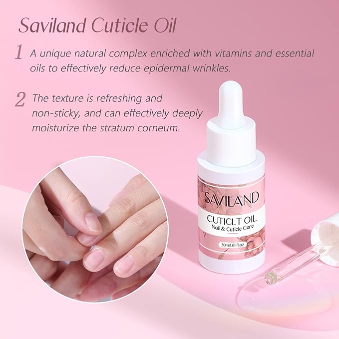 SAVILAND Cuticle Remover and Cuticle Oil Kit with Clear Pink Gel Builder for Nail Thickening