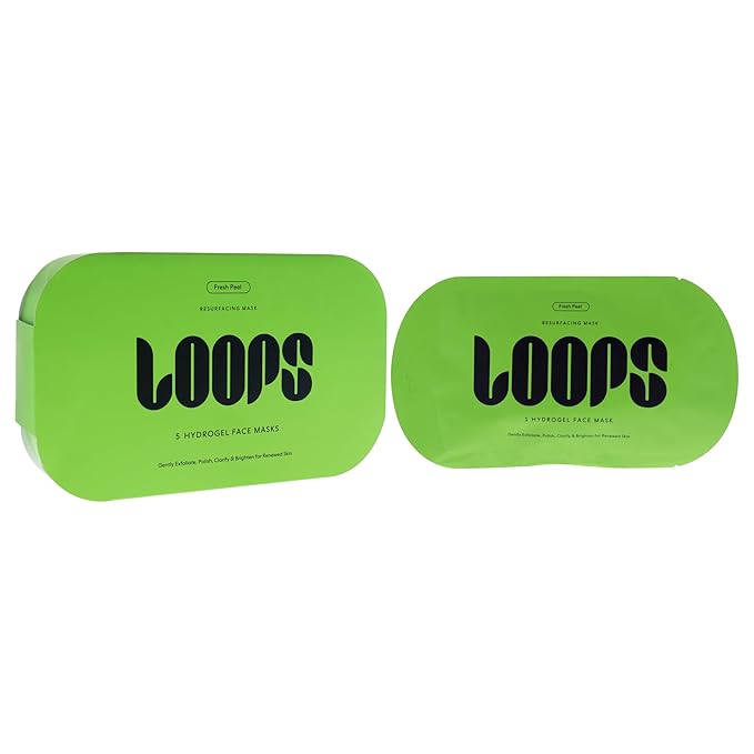 LOOPS FRESH PEEL - Resurfacing Hydrogel Face Mask - Gently Exfoliate, Polish, Clarify and Brighten for Renewed Skin - 5 Pc