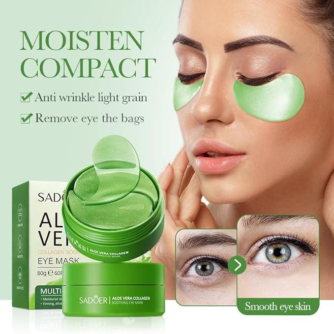 Aloe Vera Eye Masks, Under Eye Patches for Dark Circles and Puffiness 60PCS, Anti-Aging Eye Patch Treatment Masks, Hydrating Eye Mask Skincare, Eye Gel Pads for Eye