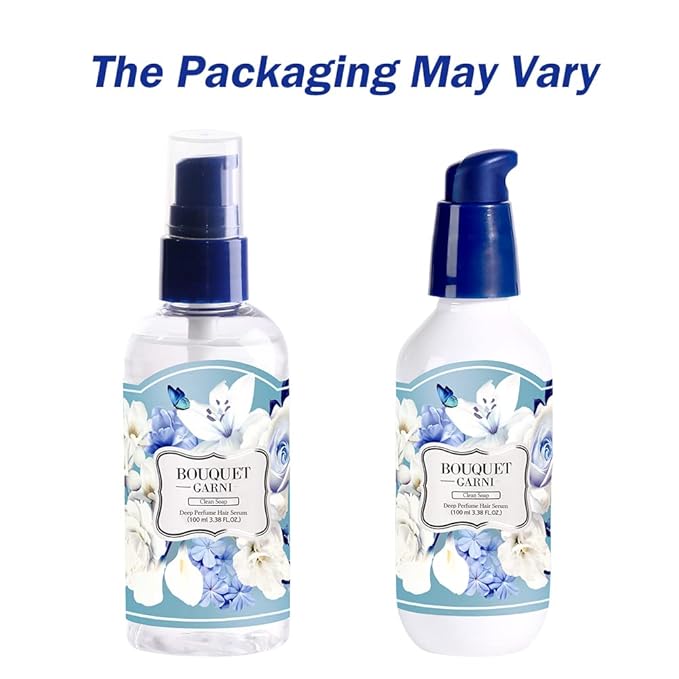 BOUQUET GARNI Deep Perfume Hair Serum Clean Soap Fragrance - Anti-Frizz Hair, Quick Absorption, Long-lasting (Containing Amino acids, Proteins, Hyaluronic Acids, Vegan Oils) - 3.4 oz