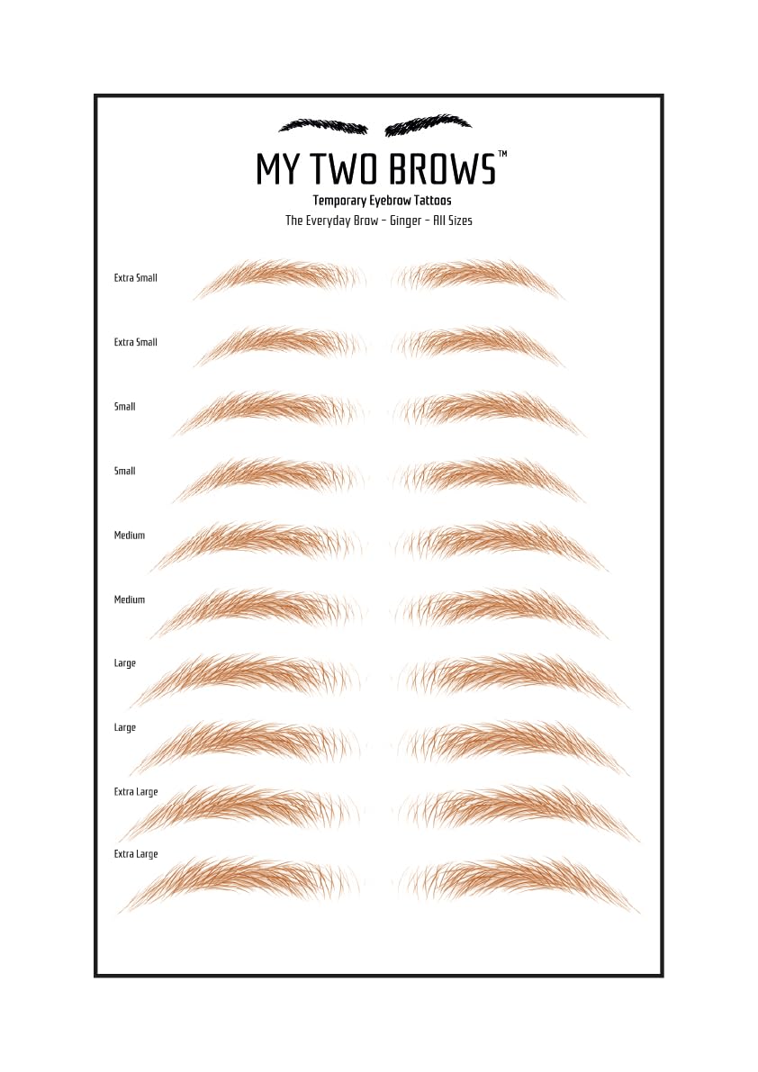 (10 pairs) Ginger Temporary Eyebrow Tattoo - Medium Size - Waterproof & Smudgeproof - Everyday Brow Style Eyebrow Stickers - Sheet Lasts up to 30 Days - Won't Work on Existing Brows