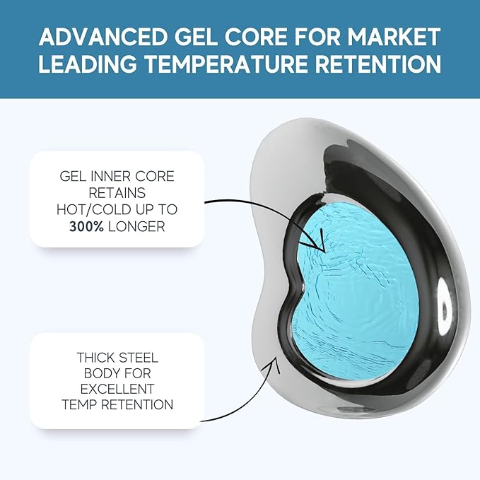 Premium Ice Roller for Face with Carry Case & Advanced Stainless Steel Gua Sha with Silicone Zip Carry Case