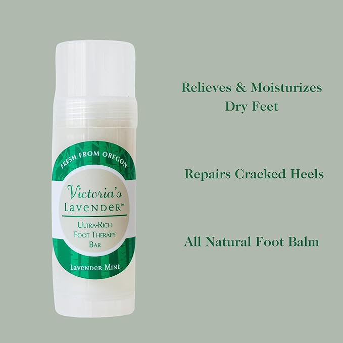 Victoria's Lavender Heel Balm Stick – Ultra-Rich Foot Therapy Balm for Dry, Cracked Feet – Heel Softener for Cracked Heels and Rough Skin – Dry Heels Treatment for Men and Women – Lavender Mint, 2.5oz