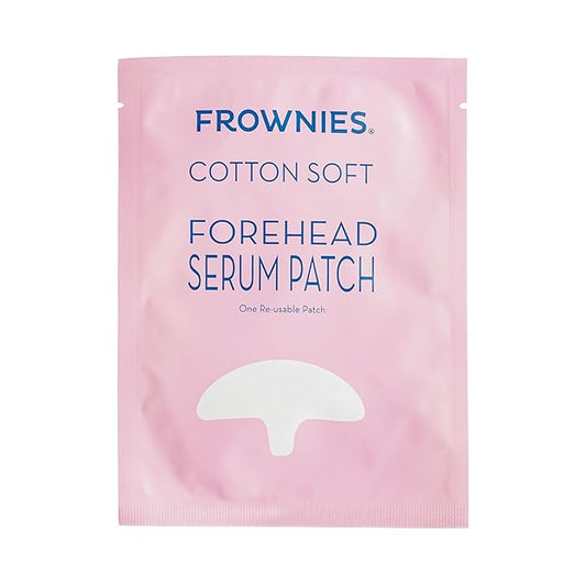 Frownies Cotton Soft Forehead Serum Patch - Serum Infused Forehead Wrinkle Patch For Fine Lines & Wrinkles - Reusable Hypoallergenic Facial Patch - Hydrating Face Mask to Plump Skin