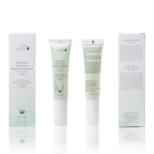 100% PURE Restorative Sea Culture Replenishing Serum, Anti-Aging Serum, Hyaluronic Acid for Face, Hydrating Serum for Everyday Use - 1 Fl Oz