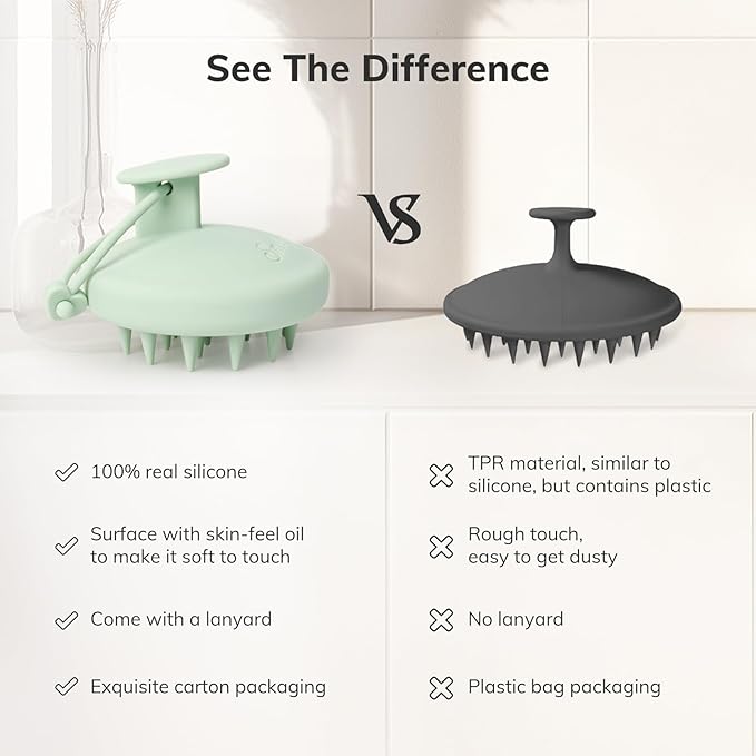 Sndyi Silicone Scalp Massager Shampoo Brush, Hair Scrubber with Soft Silicone Bristles, Scalp Scrubber/Exfoliator for Dandruff Removal, Wet Dry Scalp Brush for Hair Growth & Scalp Care