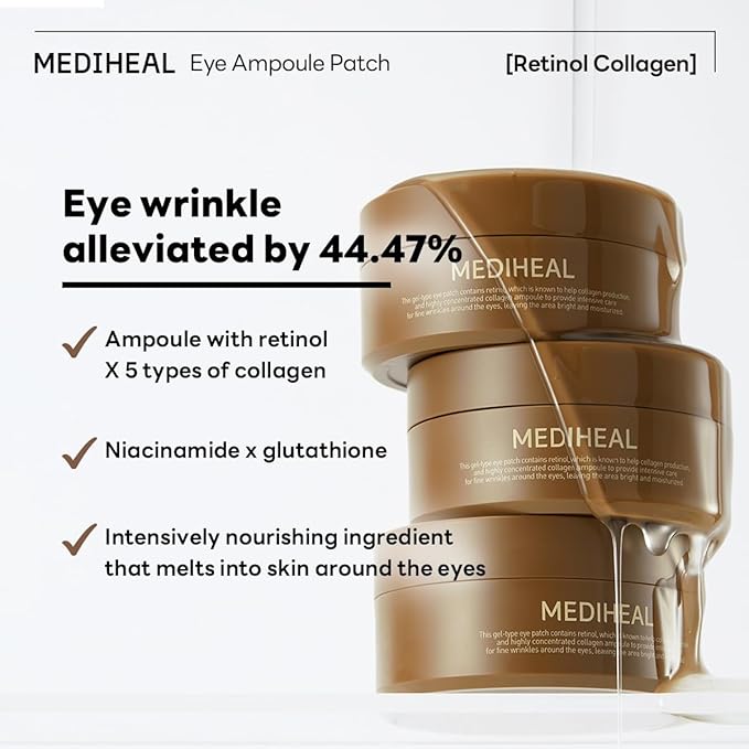 Mediheal Retinol Collagen Under Eye Patches & Vitamide Pad for Daily Skin Toning
