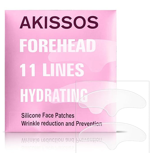 Akissos Forehead Wrinkle Patches Silicone Reusable Forehead Wrinkles Treatment - Overnight Face Tape for Wrinkle, Frown, 11 Lines Wrinkle Patches - Smoothing & Hydrating Non Invasive for Fine Lines
