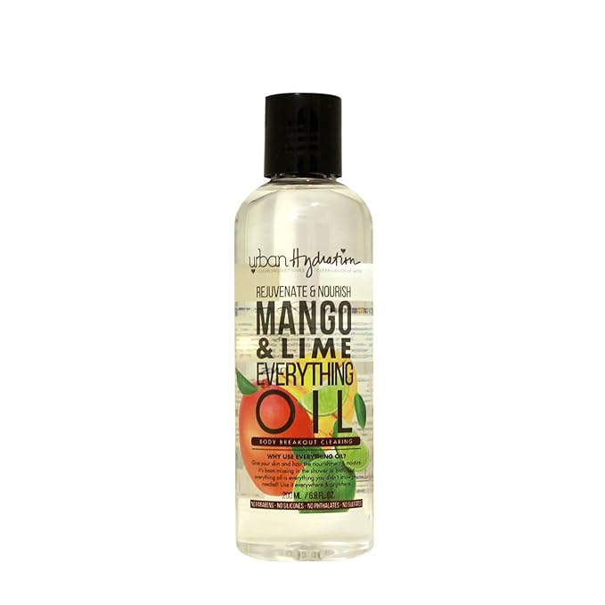 Urban Hydration Rejuvenate & Nourish Mango & Lime Everything Oil | Sulfate, Paraben, Gluten and Dye Free, Helps with Acne, Hydrates, Softens & Improves Overall Appearance of Skin| 6.8 Ounces