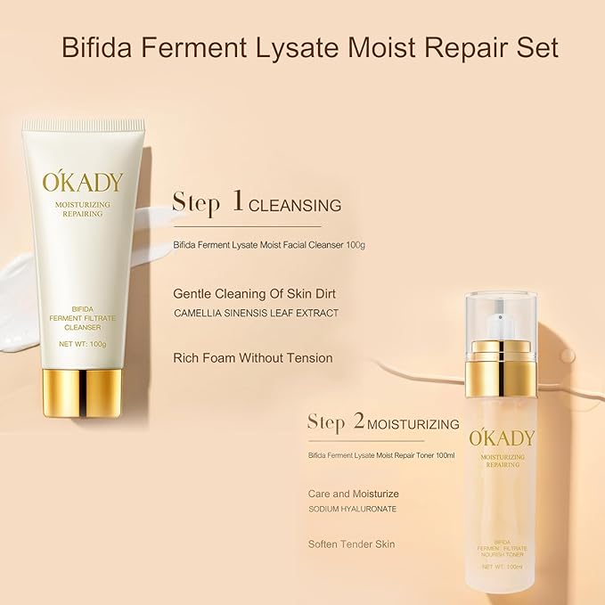 O'KADY Bifida Ferment Lysate Moist Repair Set Skincare set with Bifidobacterium fermentation decomposition ingredients for moisturizing nourishingmaking the skin soft smoothWomen's skincare