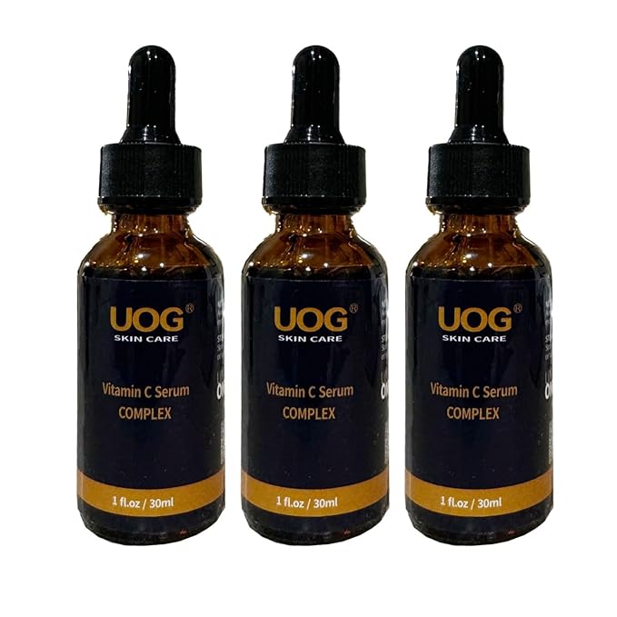 UOG Super Vitamin C Face Serum - Anti-Aging, Hydrating & Firming Formula, Lifts & Firms Face, Neck, Jawline, Reduces Dark Spots, Age Spots, Fine Lines, Wrinkles, Even Skin Tone.1 Fl Oz - Pack of 3