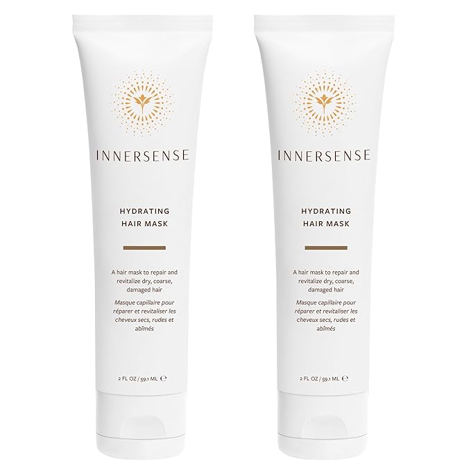 INNERSENSE Organic Beauty - Natural Hydrating Hair Mask | Deep Hydration, Nourishing, Strengthening | Non-Toxic, Cruelty-Free, Clean Haircare (2 Pack - 2 fl oz | 59.1 mL each)