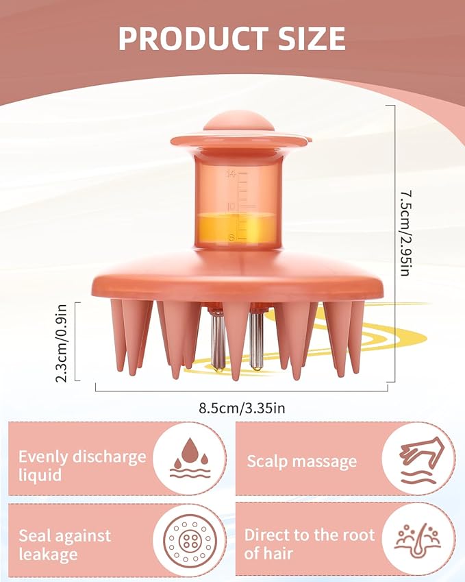 Hair Oil Applicator Brush, Scalp Oil Applicator Hair Oil Dispenser Hair Growth Oil Comb with Silicon Massage TeethScalp Oil Applicator for Scalp Hair Oiling Applicator with Massage Balls