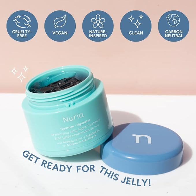 Nuria - Hydrate Revitalizing Jelly Night Face Moisturizer, Refreshing Facial Moisturizer Jelly Mask for Nighttime Skin Recovery, Suitable for All Skin Types, 55g/1.9 oz
