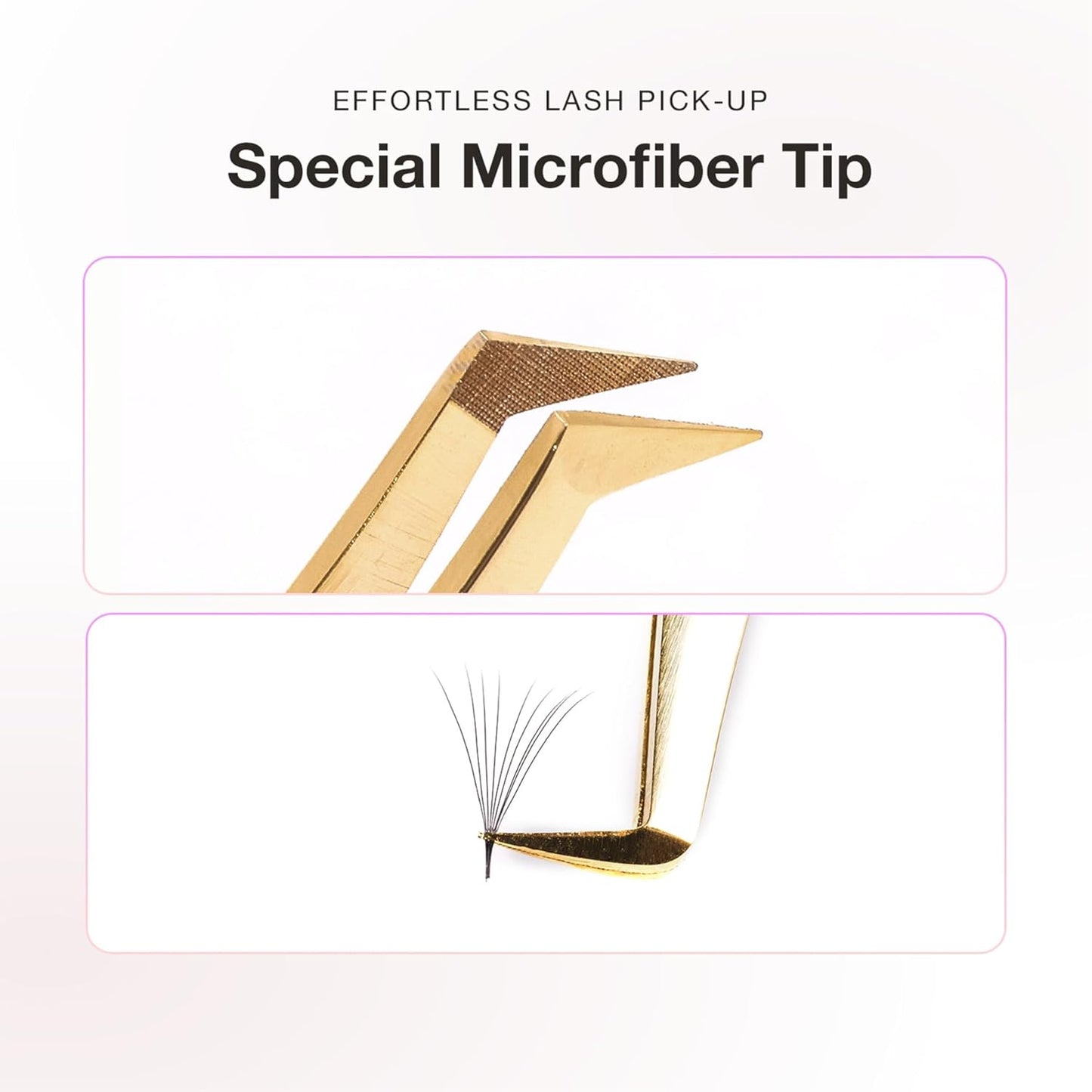 Curacoro Lash Tweezer - Professional & Precision Fiber Tip Grip Lash Tweezers for Eyelash Extensions, Multi Shapes & Purposes Tweezers for Volume, Isolation & Classic Lashes (Gold, Give Me the D)