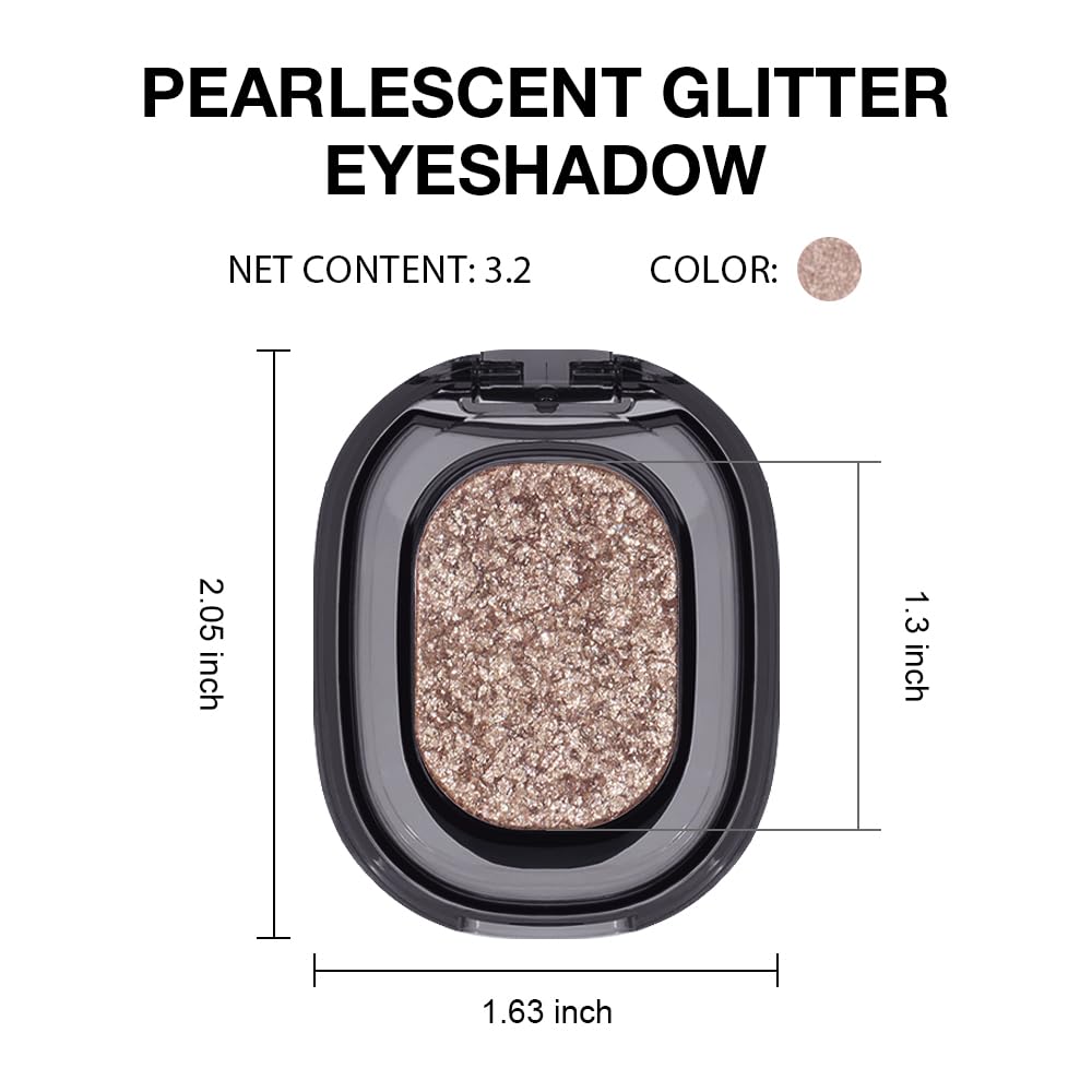 Eye shadow low saturation delicate long-lasting eye shadow palette, Monochrome Glittler Eyeshadow, pressed glitter eyeshadow, Glittle Pressed Powder Single Vegan Eyeshadow, (03 Glittle Gold)