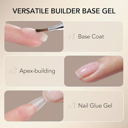 GAOY 30g Builder Base, Clear Nail Builder Gel, 2-in-1 Soak Off UV Gel for Nail Strengthening and Building, UV Light Cure