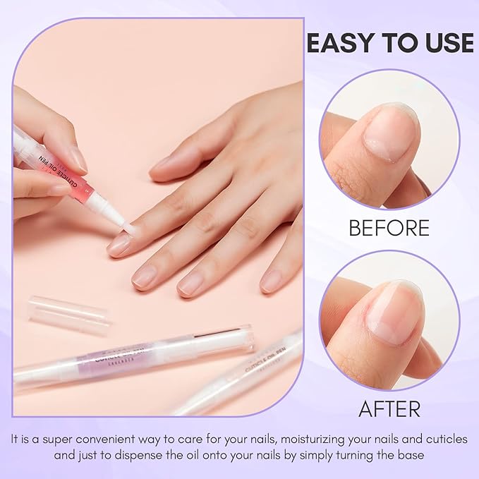 Makartt 3Pcs Cuticle Oil Pen Nail Care Set, Nail Cuticle Revitalizer Oil 5ML Nail Repair Bundle Builder Nail Gel 15ml 5 in 1 Multifunctional Clear Gel Nail Polish