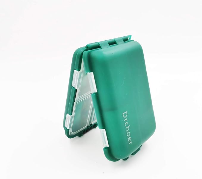 2x Small Hard Fishing Tackle Box Portable Case Hooks Lure Baits Storage Box Containers For Storing Swivels Jigs Hooks Sinker,10 Compartments (Green)