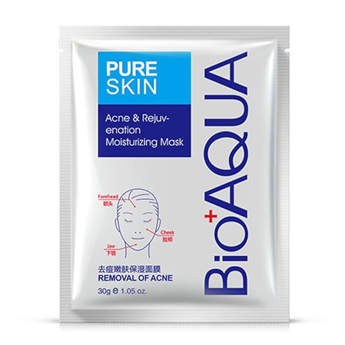 BIOAQUA PURESKIN - Acne & Rejuvenation Mask Sheet Treatment Face Rejuvenation Effective Removal Hamamelis Extract Nourishing Of (PACK OF 4 Mask Sheets = 4 x 30g)