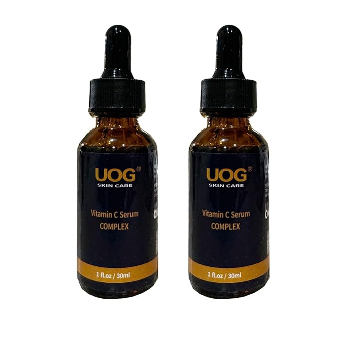 UOG Super Vitamin C Face Serum - Anti-Aging, Hydrating & Firming Formula, Lifts & Firms Face, Neck, Jawline, Reduces Dark Spots, Age Spots, Fine Lines, Wrinkles, Even Skin Tone.1 Fl Oz- Pack of 2