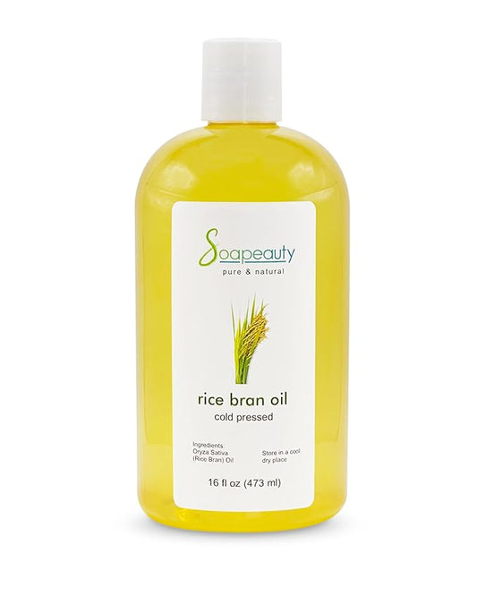 Rice BRAN Oil Cold Pressed Unrefined | 100% Natural Available in Bulk | Carrier for Essential Oils, Face, Skin, Hair Moisturizer, Soap Making | 16 fl oz