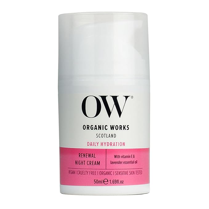 Organic Works Daily Hydration Renewal Night Cream - Nourishing Night Cream with Camellia Sinensis and Lavender - Suitable for All Skin Types - 1.69 oz