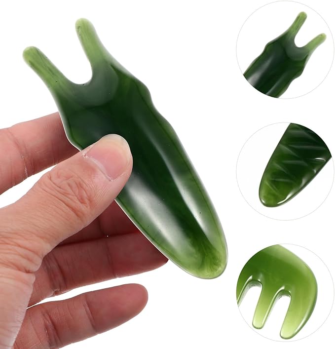 Healifty 2 Pcs Resin Massage Comb Guasha Scalp Comb Handheld Gua Sha Scraping Massage Tool for Head Caring, Relax (Green)